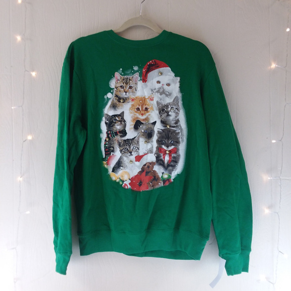 Fifth Sun Ugly Cat Christmas Sweater 